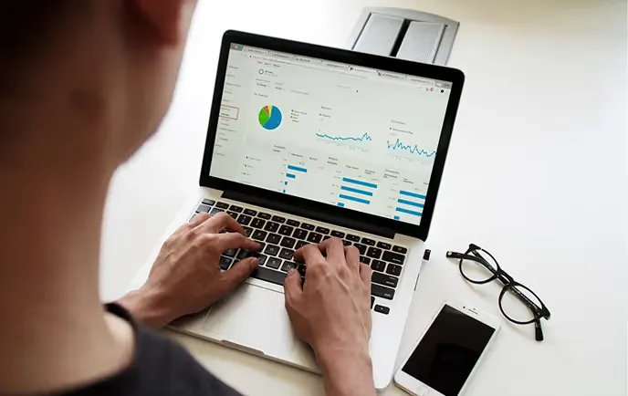 Business accounts dashboard open on a laptop